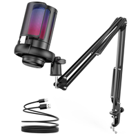 Microphone filaire professionnel Oneleader USB-A en métal RGB à réduction de bruit, à condensateur cardioïde, haute fidélité, pour studio et gaming