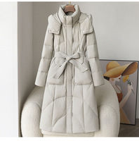 Femmes décontracté hiver doudoune longue sur le genou épais manteau chaud avec grand col de fourrure imperméable réversible fermeture éclair décoration