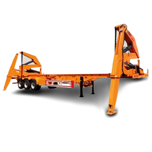 Semirremolque esqueleto de chasis contenedor de acero de 3 ejes 20 pies 40 pies <span class=keywords><strong>remolque</strong></span> contenedor de carga automática con grúa móvil - Product Image 1