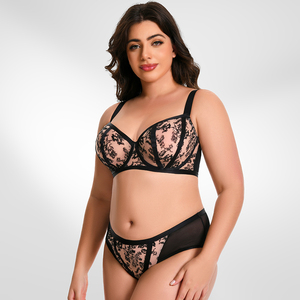 Nouvel ensemble de lingerie respirant en maille push-up grande taille, ensemble soutien-gorge deux pièces pour femmes, vente en gros - Product Image 3