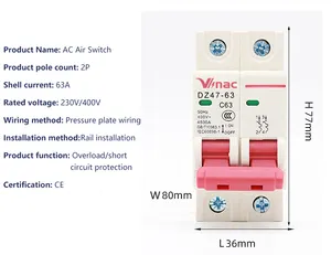 बेहद कम कीमत DZ47-63 4.5KA 6A 10A 16A 20A 25A 32A 40A 50A 63A मिनी सर्किट ब्रेकर MCB 1P/2P/3P/4P