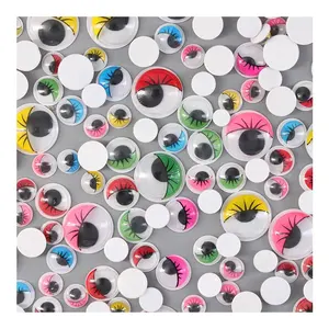 Adesivi artigianali rotondi ovali multicolori giocattoli di plastica occhi finti occhi oscillanti autoadesivi Wiggly per arti fai da te Scrapbooking Decor