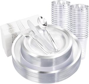 Juego de vajilla desechable al por mayor, plato de servir con sello caliente, taza y servilleta para eventos, vajilla de plástico - Product Image 6