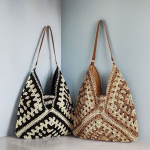 New Style Bohemian Woven Single Shoulder Women's Handbag Shopping Tote Holiday Travel Crochet Straw Beach <b>Bag</b> - Product Image 1