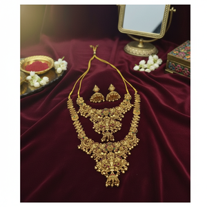 High Quality Traditional South <b>Indian</b> Bridal Jewelry Set Alloy Gold Plated Zircon Engagement Wedding Anniversary Party Ethnic - Product Image 3