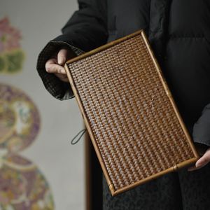Bandeja de Bambú para Té, Tejida, para Servir y Almacenar Té Seco, para Set de Té, Mesa de Preparación de Té Seco, Estilo Chino Moderno, Ecológica - Product Image 1