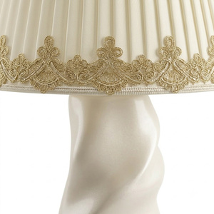 Minimalist Twist Sculptural Floor Lamp Wabi Sabi Cream Texture <b>Standing</b> Lamp Lace Trim Pleated Shade Home Decor Light - Product Image 6