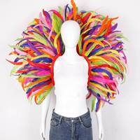 Ensemble de costume cosplay coloré et personnalisé avec châle en plumes douces et manchettes de jupe pour femmes et filles, idéal pour Halloween et les fêtes de carnaval