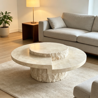 Meubles en marbre naturel de style nordique de luxe sur mesure, table basse moderne, table à thé en travertin de luxe pour salon