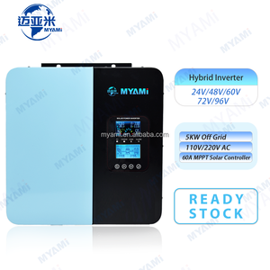 Myami 12V 24V <span class=keywords><strong>48V</strong></span> 60V 72V <span class=keywords><strong>96V</strong></span> 3000W 3KW tinh khiết Sine Wave off-lưới điện năng lượng mặt trời <span class=keywords><strong>Hybrid</strong></span> biến tần với 60A năng lượng mặt trời điều khiển sạc - Product Image 1
