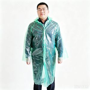 Imperméable jetable en PE pour adulte, unisexe, pour les voyages et les activités de plein air, vert, léger, taille unique, avec capuche - Product Image 4