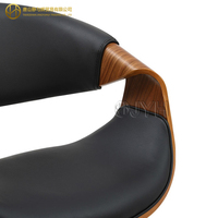 Chaise de salle à manger en bois courbé de style mid-century en noyer avec accoudoirs, revêtement en cuir PU, chaise d'appoint en bois courbé pour la maison, le café, le restaurant