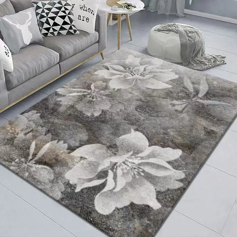 Stampa disegni lavabili tappetino tappetino modello personalizzato tappeto da pavimento tappetini floreali fabbrica all'ingrosso vendita calda 3d poliestere moderno