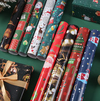 Rouleau de papier cadeau de Noël en papier couché épaissi pour emballage de boîtes cadeaux, vente en gros