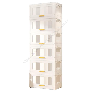 Contenedores Organizadores Apilables de Plástico Proins al por Mayor con Tapas y Ruedas, Gabinete de Almacenamiento Plegable para Artículos Diversos, Ropa, Zapatos y Juguetes - Product Image 3