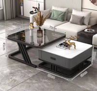 Table basse moderne en acier inoxydable pour salon avec rangement, design écologique et durable