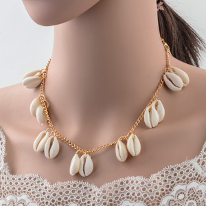 Natural Seashell Necklace <b>Choker</b> Gold Chain Beach Style Fashion Jewelry For Women Summer Accessory - Product Image 1