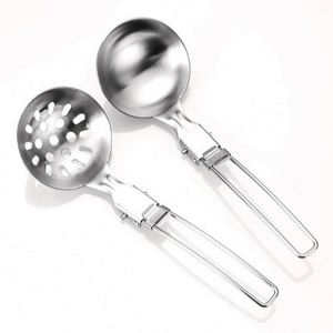 Ensemble d'outils de cuisine multifonctionnels portables pour le camping et les pique-niques, pliables, en acier inoxydable 304, 6 pièces, écologiques, pelle et cuillère - Product Image 1