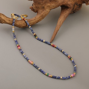 قلادة نسائية أنيقة، سلسلة عنق فاخرة من حجر اللازورد الطبيعي للارتداء اليومي - Product Image 1