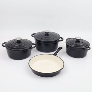 Ensemble de 7 Pièces de Cocottes en <span class=keywords><strong>Fonte</strong></span> <span class=keywords><strong>Émaillée</strong></span> Multicolores, Universel pour Cuisinière à Gaz et Table à Induction - Product Image 4