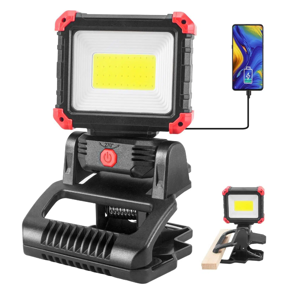 2100LM Super Bright 6000K Daylight 3 Light Modes COB Magnetic LED Rechargeable Work Light Clamp BBQ Jobsite Workshop Car