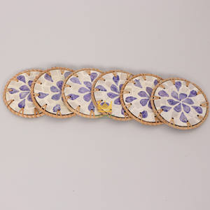 Vietnam Colorful <b>Hand</b>-Woven Round Rattan Shell Modern Style Eco-Friendly <b>Heat</b> Resistant Kitchen Placemats Coasters Cheap Price - Product Image 3