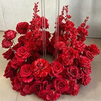 Guirlande de fleurs artificielles blanches de luxe pour arche de mariage, décoration de table événementielle, chemin de table, couronne, fleurs de cerisier, roses, soie, perles, coton