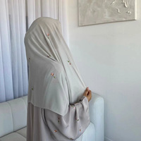 Dubai Middle East Turkiye Dubai Flower Embroidery Rose Elegant Cardigan Abaya Femmes Islamic Chiffon Black Matching Hijab