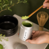 Boîte en fer blanc pour matcha avec couvercle à vis hermétique, impression offset brillante, logo personnalisé, qualité alimentaire, pour stockage de thé en poudre, café et épices