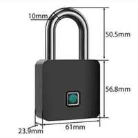 Cadenas intelligent KUNTU Modèle 504 en alliage de zinc à empreinte digitale, étanche IP67, portable, pour patio et porte de garage, avec clé, garantie 1 an