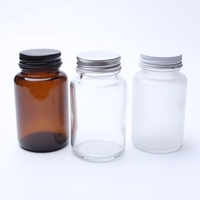Usine sur mesure de haute qualité 120ml ambre col à vis bouteille en verre de silice fondue pour tablette/épices/bougie/pilule avec couvercle en métal
