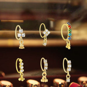 Altın kaplama Dangle burun Piercing <span class=keywords><strong>Hoop</strong></span> moda elmas burun yüzük kadın erkek ince Piercing takı - Product Image 4
