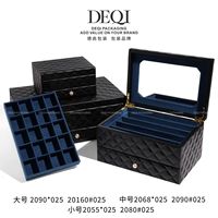 Boîtes à bijoux en cuir de grande capacité de rangement multicouches bleu marine de luxe personnalisées Boîte à bijoux multicouches pour bagues, colliers et boucles d'oreilles