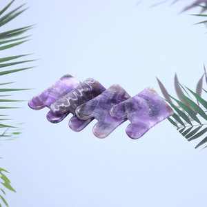 Outil <span class=keywords><strong>de</strong></span> massage Gua Sha en quartz améthyste violet clair avec logo personnalisé, marque privée, OEM, <span class=keywords><strong>pierre</strong></span> naturelle certifiée, musical - Product Image 5