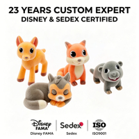 Pabrik OEM Desain Kustom Mainan Figur PVC  Hewan Berbulu Plastik Aksi  Mainan Kartun Lucu Figur Hewan Mini 3D Berbulu