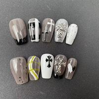 Faux ongles faits main de haute qualité, vente en gros d'usine, style cercueil sombre, style croix, style Hot Girl, réutilisables, tendance été