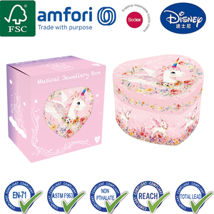 Boîte à musique Jakos Princesse Licorne Cœur Petite Fille Poupée Tournante Décoration Maison Cadeau Mécanisme de Rangement Plastique MDF à Remonter - Product Image 4