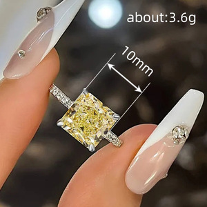 Anillo de Dedo con Diseño de Cubo de Azúcar en Forma Cuadrada, Estilo Princesa, para Mujer - Product Image 4