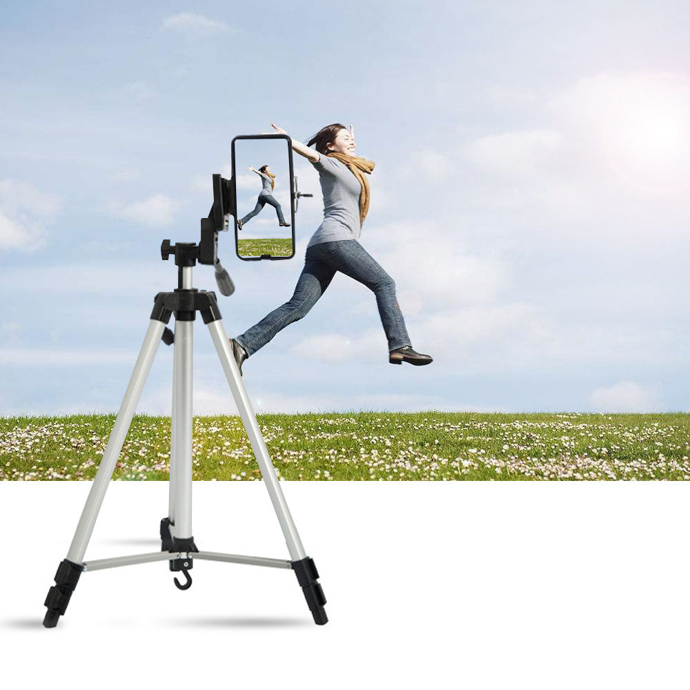 Lightweight 330A Tripod Travelling Camera Tripod Stand Aluminum Alloy with Rocker Arm DSLR Camera Fishing Lamp Ring Light Stand