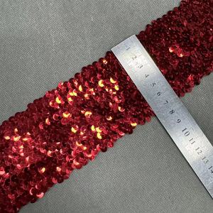 Zsy 8 Hàng Căng Ren 7.5Cm Chất Lượng Cao Sequin Ren Vàng Bạc Đen Sequined Cắt Tỉa Đàn Hồi Sequin Ren - Product Image 2