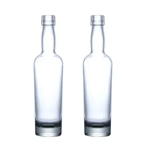 Compra a granel botella de alcohol transparente Super pedernal 375ml 750ml botellas de licor de vidrio