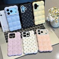 Coque de téléphone à motif nuage à pois de dessin animé pleine écran pour 18 Pro Max 17/15, style coréen pour filles, grande fenêtre, TPU 360