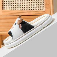 Anti-Skip Intérieur Maison pour Pantoufles pour Femmes Filles Respirant Vache-Design Chaussures De Maternité Antidérapant PVC Semelles Extérieures À La Mode Plat