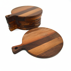 Tabla de Cortar Redonda de Madera de Nogal Premium al por Mayor con Mango, Tabla de Cortar de Madera Maciza para Cocina, Uso en Preparación de Alimentos - Product Image 1