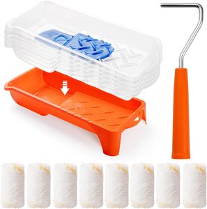 Ensemble de 8 rouleaux à <span class=keywords><strong>peinture</strong></span> en mousse miniatures de 2 pouces, fabrication industrielle, en <span class=keywords><strong>acier</strong></span> inoxydable, avec poignée et <span class=keywords><strong>bac</strong></span>, <span class=keywords><strong>pour</strong></span> murs, bois et sols - Product Image 2