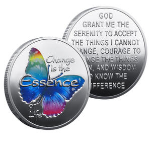 Pièce commémorative en relief exquis avec <span class=keywords><strong>proverbe</strong></span>, en métal bicolore, moulage 3D, thème papillon inspirant, philosophie de vie - Product Image 2