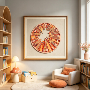 <span class=keywords><strong>Tableau</strong></span> relief 3D sculpté main, déco murale minimaliste lignes concaves convexes pour salon hall d’hôtel - Product Image 5