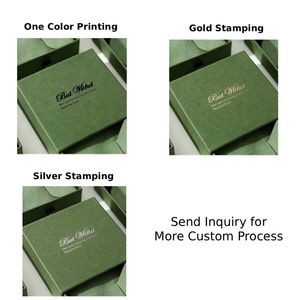 Custom logo Green Craft Paper Eco Jewelry Box with Velvet Pouch Set | Golden Manufacturer Wholesale OEM Box for <b>Rings</b> Necklace - Product Image 5