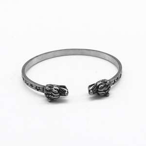 yunnique Stainless Steel Wolf Head Bracelet <b>For</b> <b>Men</b> Open Cuff Animal Design Jewelry Tibetan <b>Silver</b> Fashion <b>Bangle</b> - Product Image 5