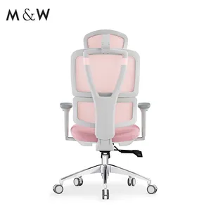 M W Wholesale White Sliding Seat High Back Office Ergonomic Mesh Chair With Headrest